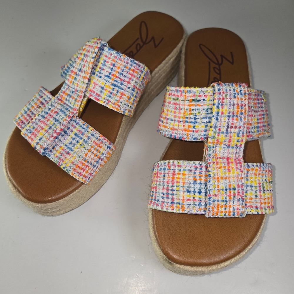 Zodiac Women's Multicolor Tweed Espadrille Platform‎ Wedge Sandals Size 9